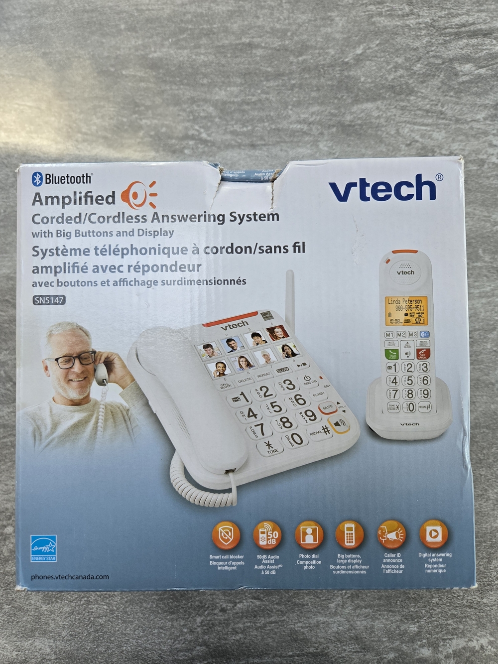 VTech Amplified Corded/Cordless Answering System — White